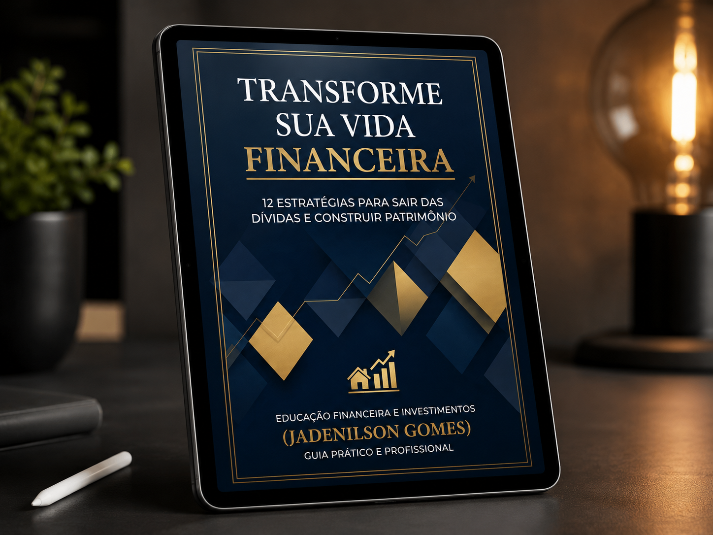 Ebook Transforme Sua Vida Financeira aberto no tablet
